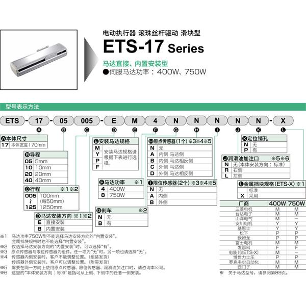 CKD喜開理電動執(zhí)行器（無馬達(dá)型）滑塊型ETS-17-20015-EM4NNNNN