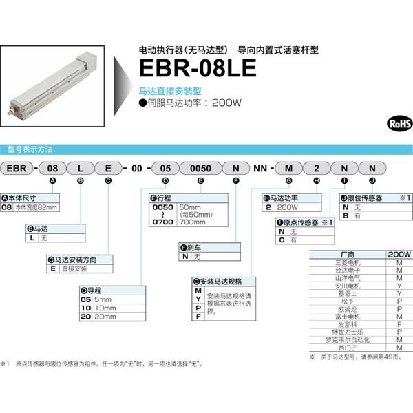 CKD喜開理電動執(zhí)行器（無馬達(dá)型）滑塊型EBR-08LE-00-100050NNN-M2NN