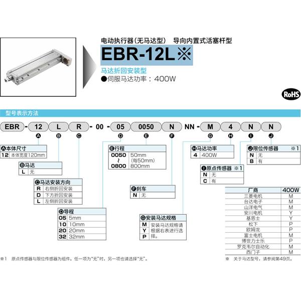 CKD喜開理電動執行器（無馬達型）滑塊型EBR-12LLER-00-050050NNN-M2NN