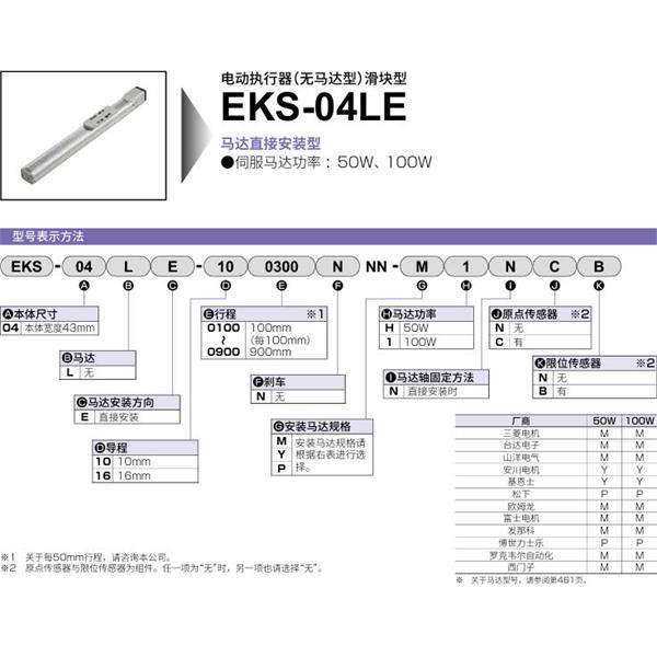 CKD喜開理電動執行器（無馬達型）滑塊型EKS-04LE-160600NNN-P1NCB