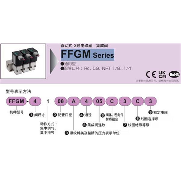 CKD喜開(kāi)理多種流體直動(dòng)式3通電磁閥集成閥FFGM-5100C400T3SK