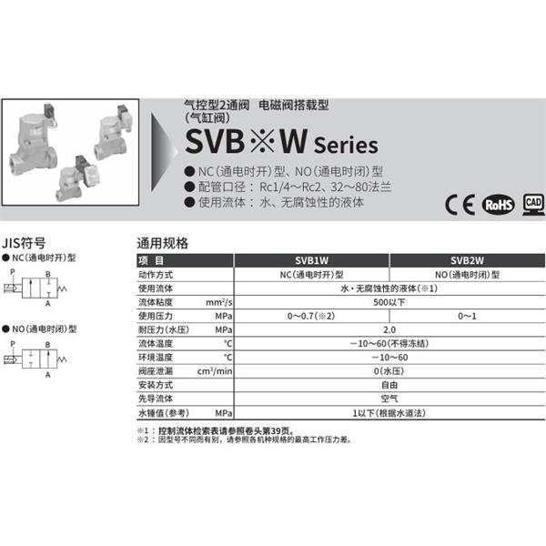 CKD喜開理氣控型2通閥（氣缸閥）SVB2W-50A-02CS-AC100V