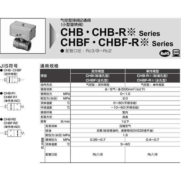CKD喜開理氣控式球閥2?3通閥CHB-R1-50-N-W