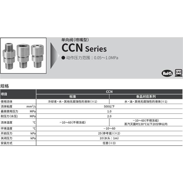CKD喜開理單向閥（噴嘴型）CCN-10H-F-FP2