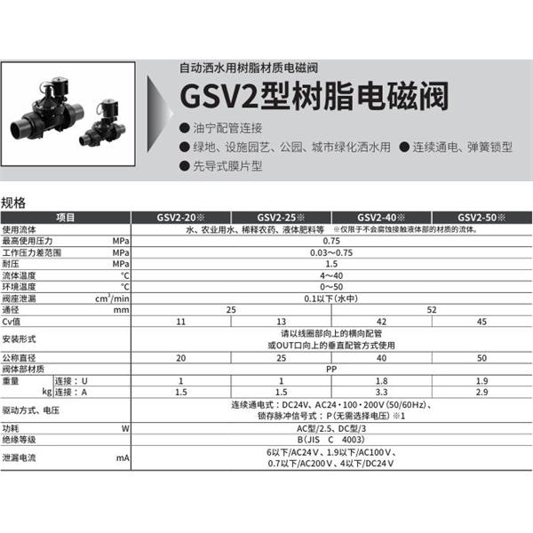 CKD喜開理自動灑水用樹脂制電磁閥GSV2-25-AC24V