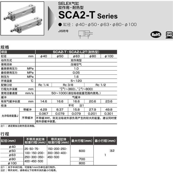 CKD喜開理SELEX氣缸SCA2-T-FC-100B-100-SI
