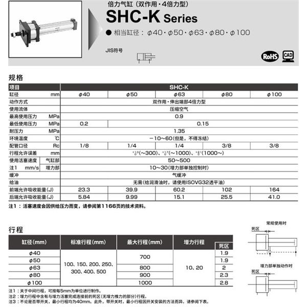 CKD喜開理倍力氣缸SHC-K-L2-FA-80N-100-20-H0-R-SI