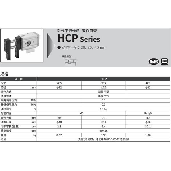 CKD喜開理臥式平行卡爪HCP-3CS